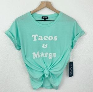 NWT WILDFOX Distressed Graphic t-shirt Small Tacos and Margs